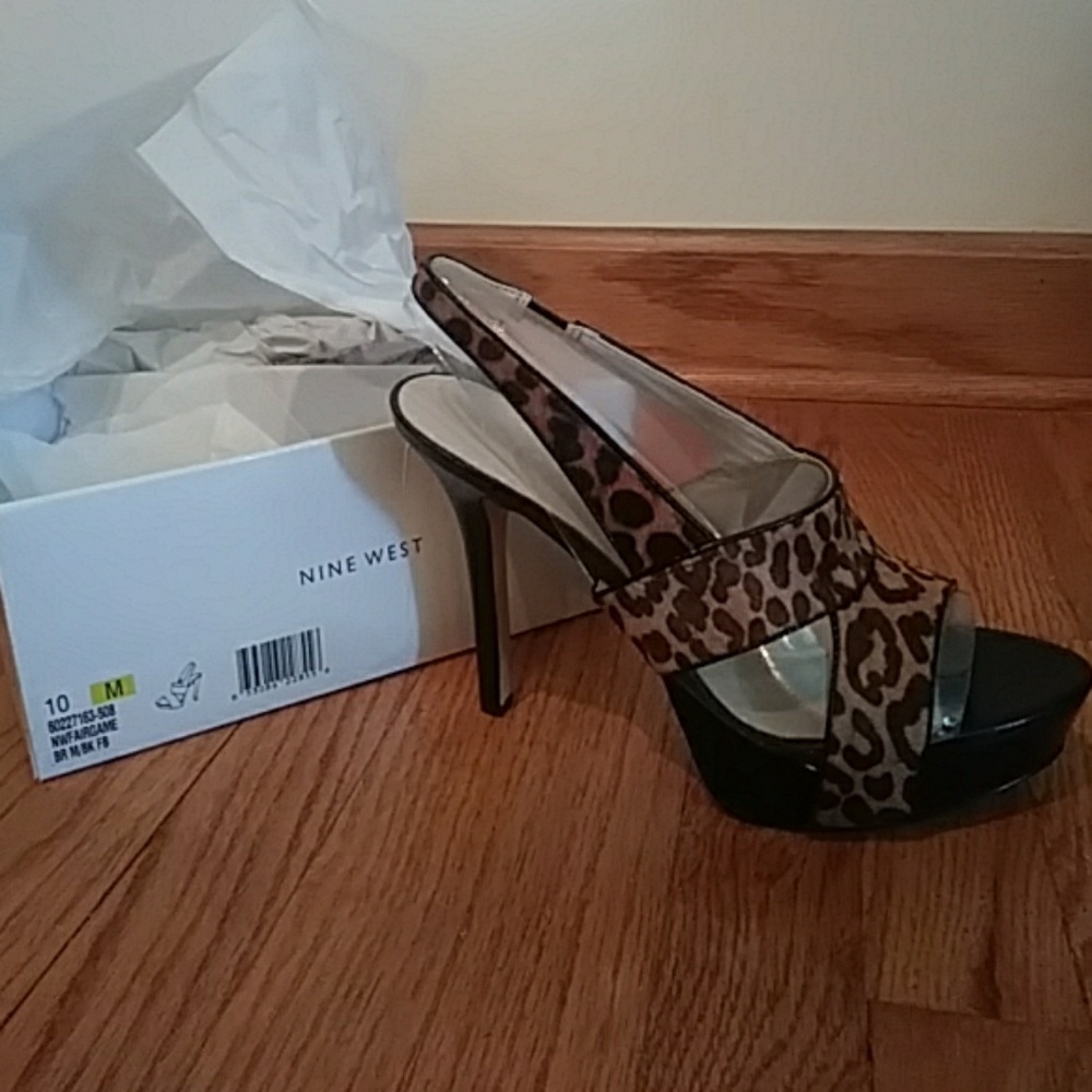 Nine West Leopard Fair Game Slingback Sandals